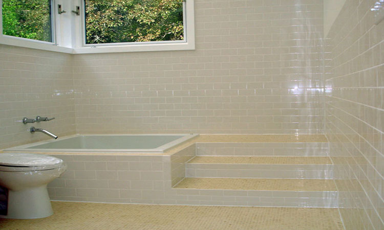 Jacuzzi Tub Subway Tile Bathroom Specially Designed Tile Stairs Bathroom Renovation Custom Tile Specialist